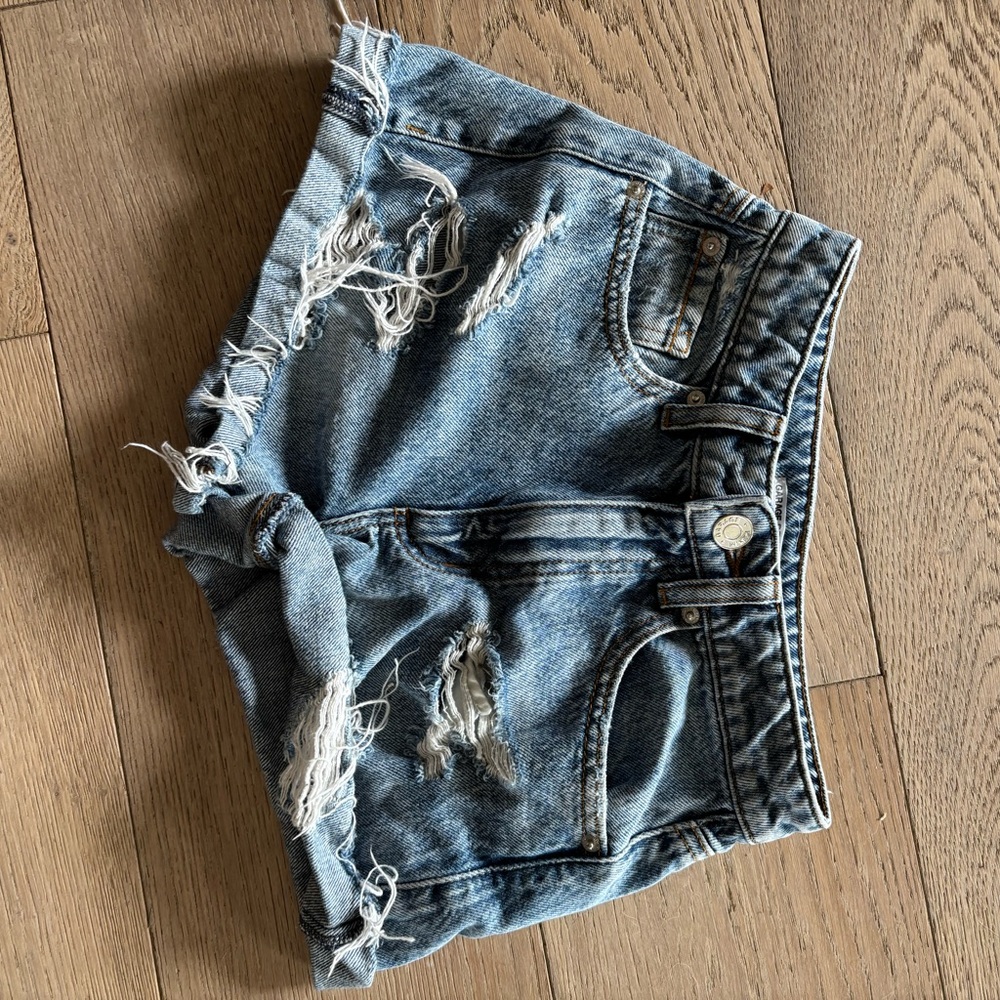 Distressed Garage Denim Shorts